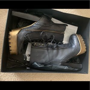 William Rast Black Leather Lace Up Boot